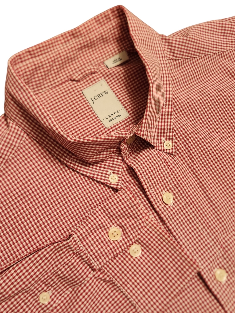 J. Crew Vintage Men's Size Large Microcheck 100% Cotton Gingham Shirt 90s Y2K